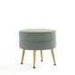 Manhattan Comfort Bailey Mid-Century Modern Woven Polyester Blend Upholstered Ottoman In Sage Green With Gold Feet - Set Of 2