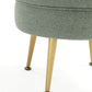 Manhattan Comfort Bailey Mid-Century Modern Woven Polyester Blend Upholstered Ottoman In Sage Green With Gold Feet - Set Of 2