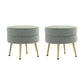 Manhattan Comfort Bailey Mid-Century Modern Woven Polyester Blend Upholstered Ottoman In Sage Green With Gold Feet - Set Of 2