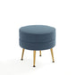Manhattan Comfort Bailey Mid-Century Modern Woven Polyester Blend Upholstered Ottoman in Blue With Gold Feet