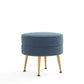 Manhattan Comfort Bailey Mid-Century Modern Woven Polyester Blend Upholstered Ottoman in Blue With Gold Feet - Set Of 2