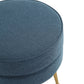 Manhattan Comfort Bailey Mid-Century Modern Woven Polyester Blend Upholstered Ottoman in Blue With Gold Feet - Set Of 2