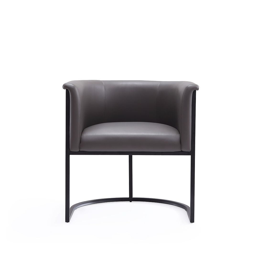Manhattan Comfort Bali Pebble & Black Faux Leather Dining Chair