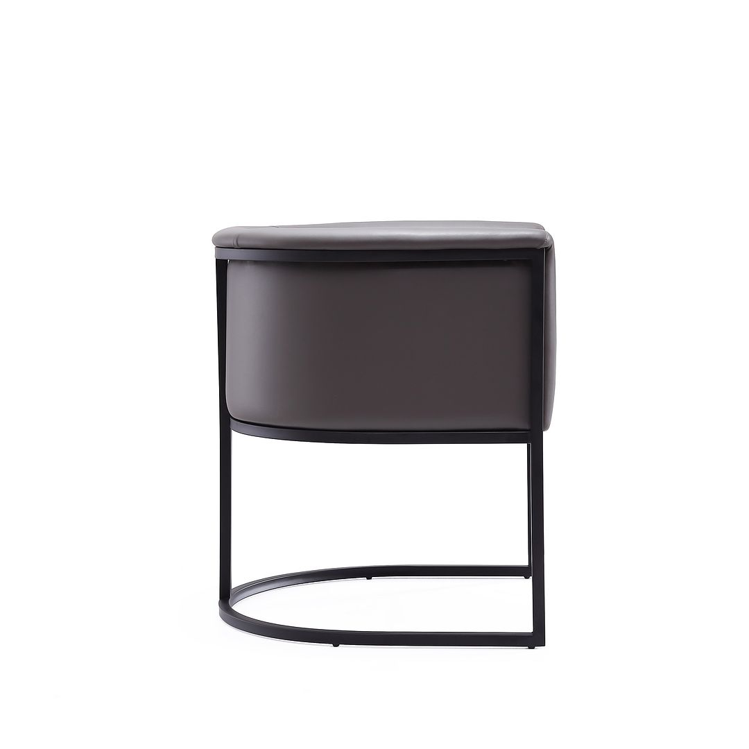 Manhattan Comfort Bali Pebble & Black Faux Leather Dining Chair