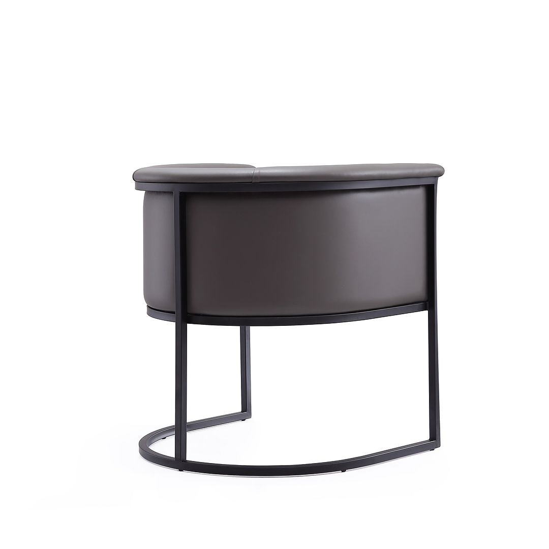 Manhattan Comfort Bali Pebble & Black Faux Leather Dining Chair