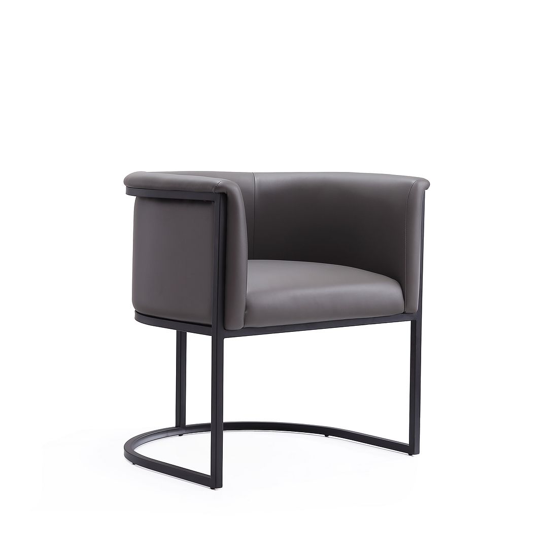 Manhattan Comfort Bali Pebble & Black Faux Leather Dining Chair