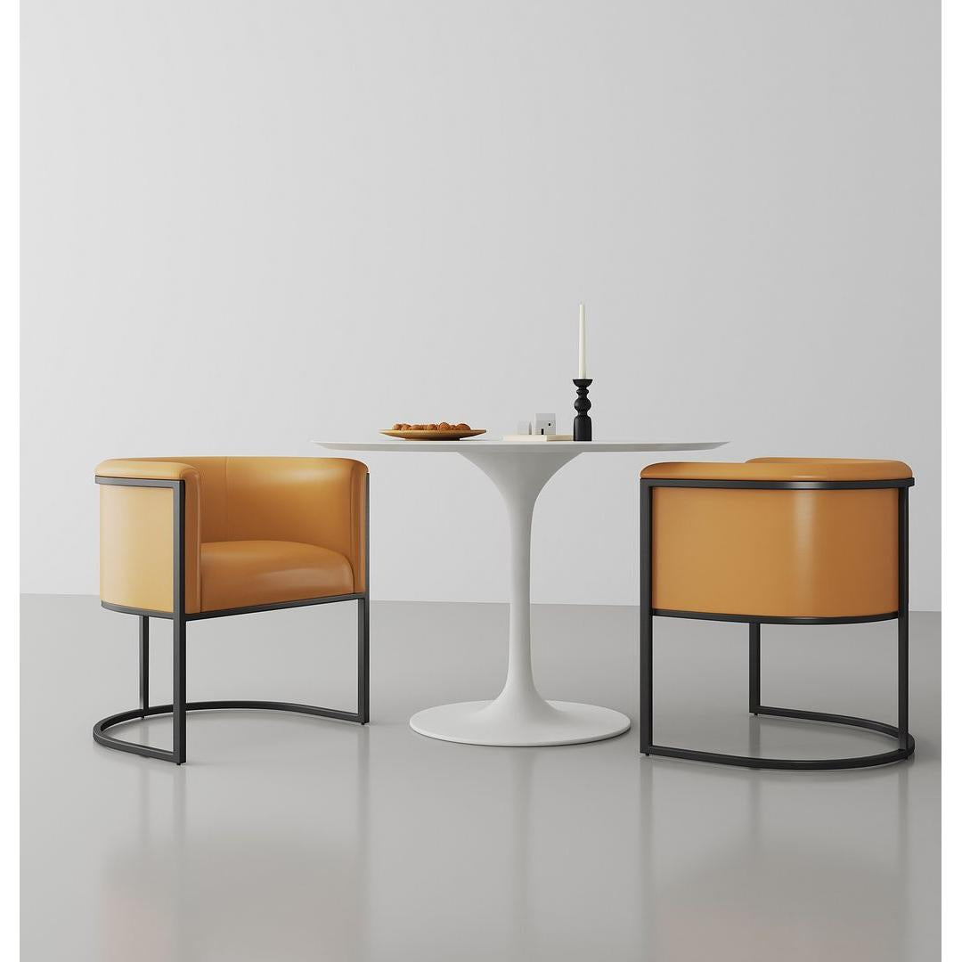 Manhattan Comfort Bali Saddle & Black Faux Leather Dining Chair