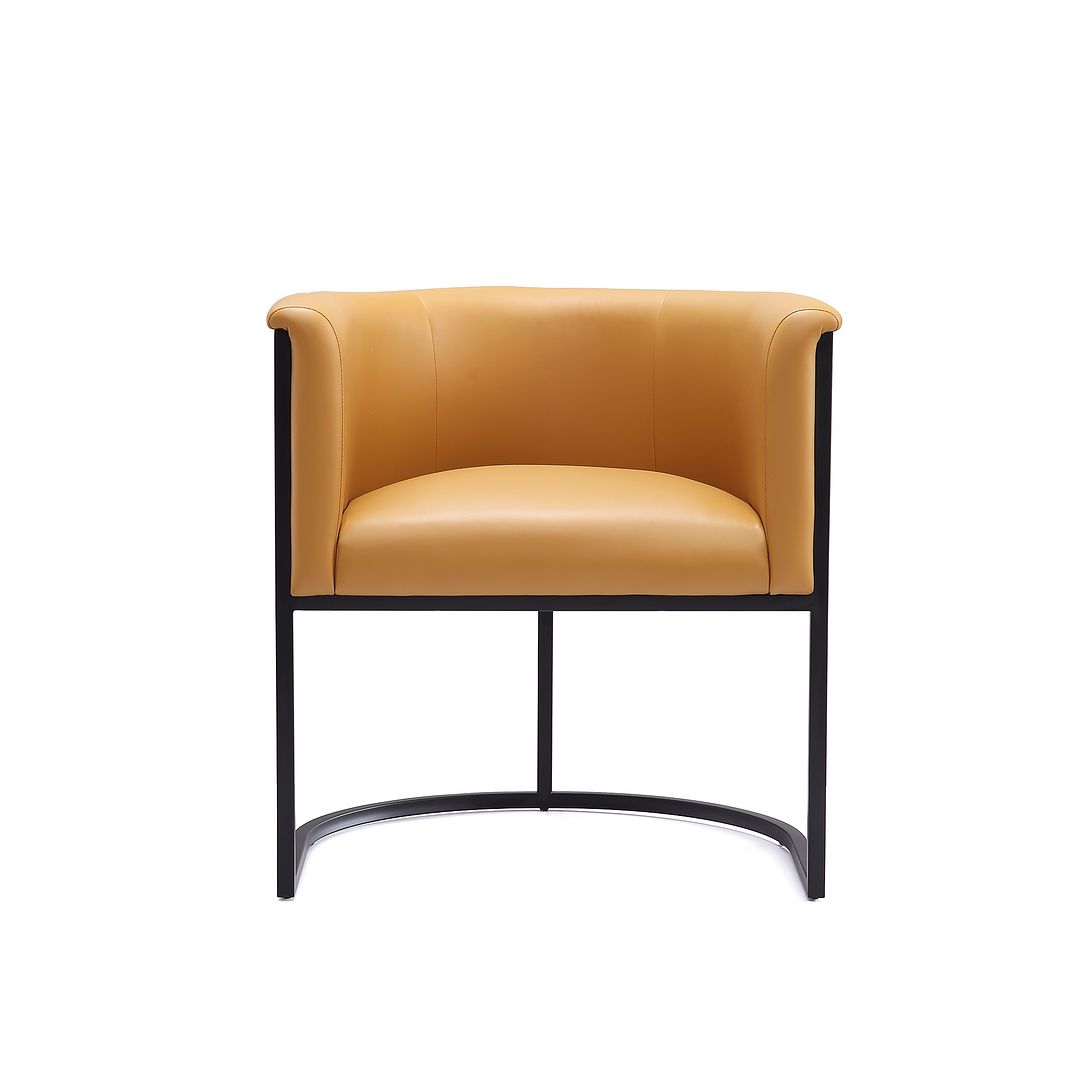 Manhattan Comfort Bali Saddle & Black Faux Leather Dining Chair