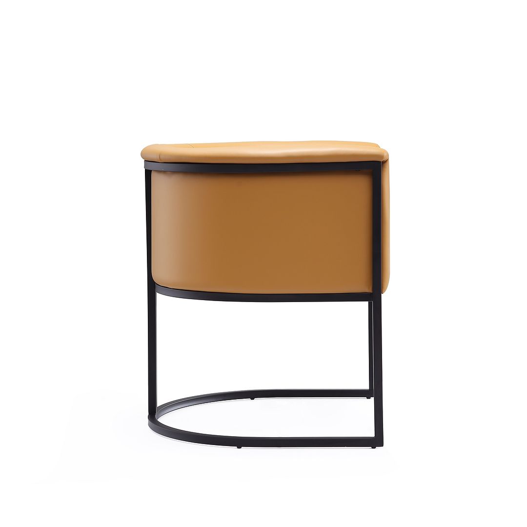 Manhattan Comfort Bali Saddle & Black Faux Leather Dining Chair