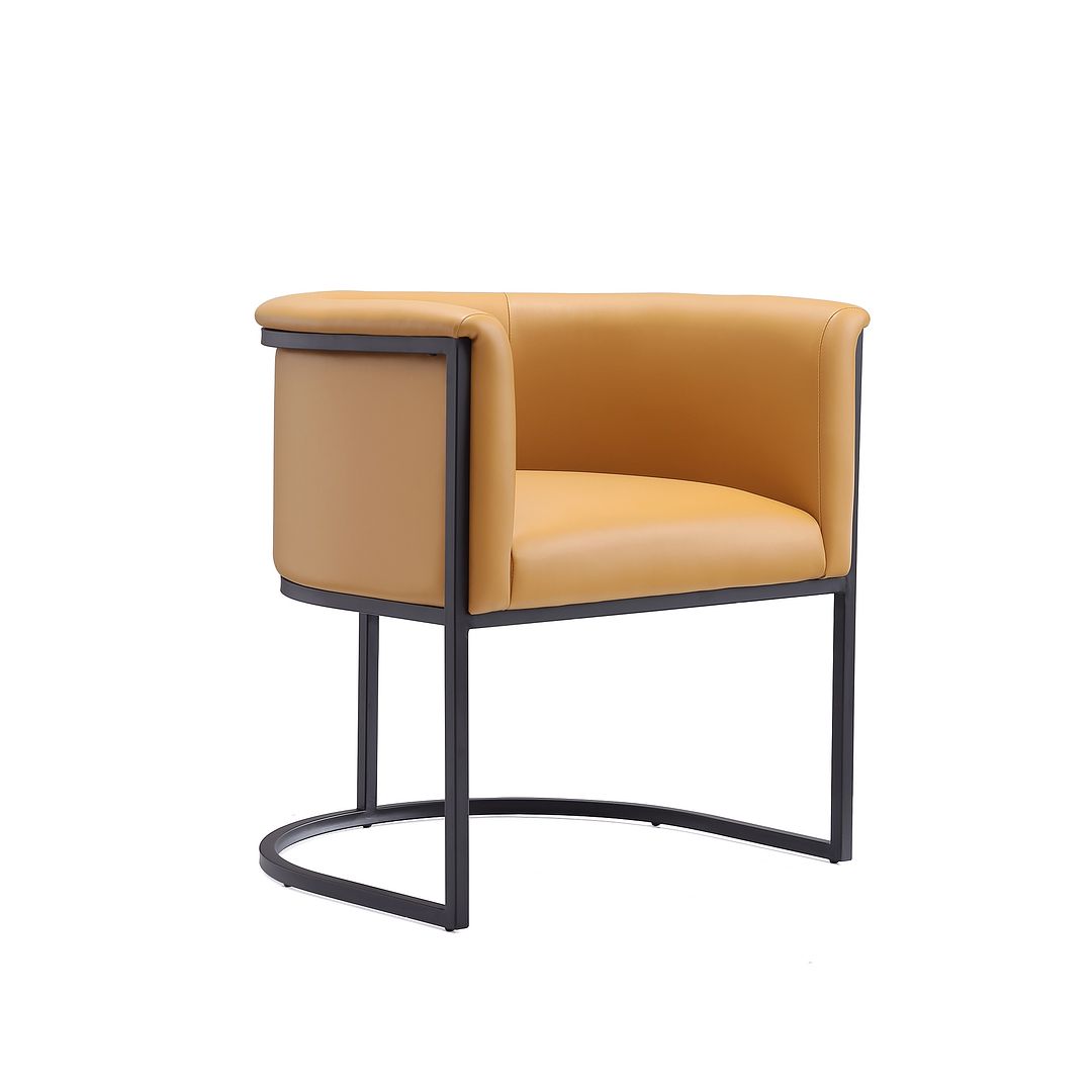 Manhattan Comfort Bali Saddle & Black Faux Leather Dining Chair