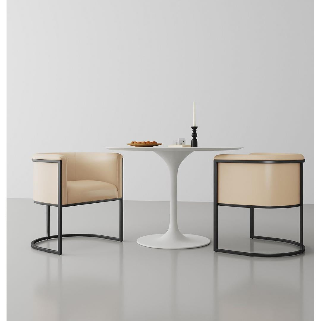 Manhattan Comfort Bali Tan & Black Faux Leather Dining Chair