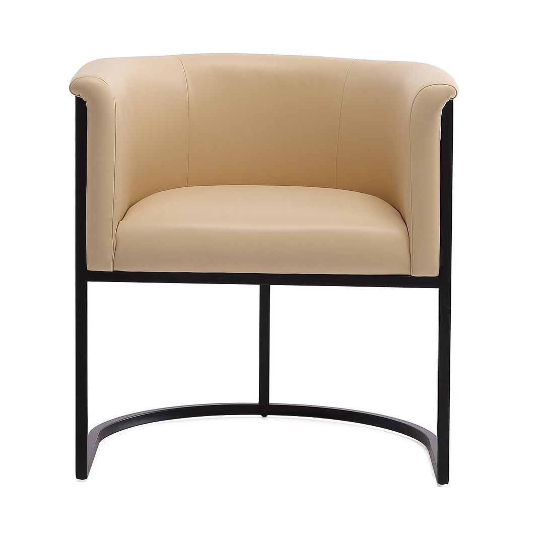 Manhattan Comfort Bali Tan & Black Faux Leather Dining Chair