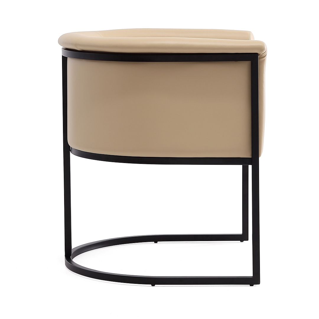 Manhattan Comfort Bali Tan & Black Faux Leather Dining Chair