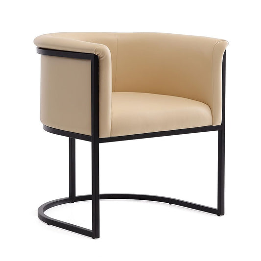 Manhattan Comfort Bali Tan & Black Faux Leather Dining Chair