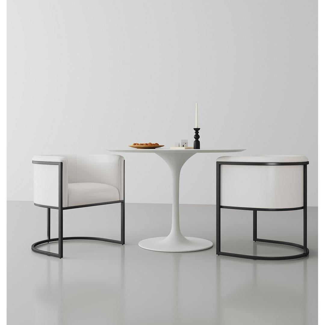 Manhattan Comfort Bali White & Black Faux Leather Dining Chair