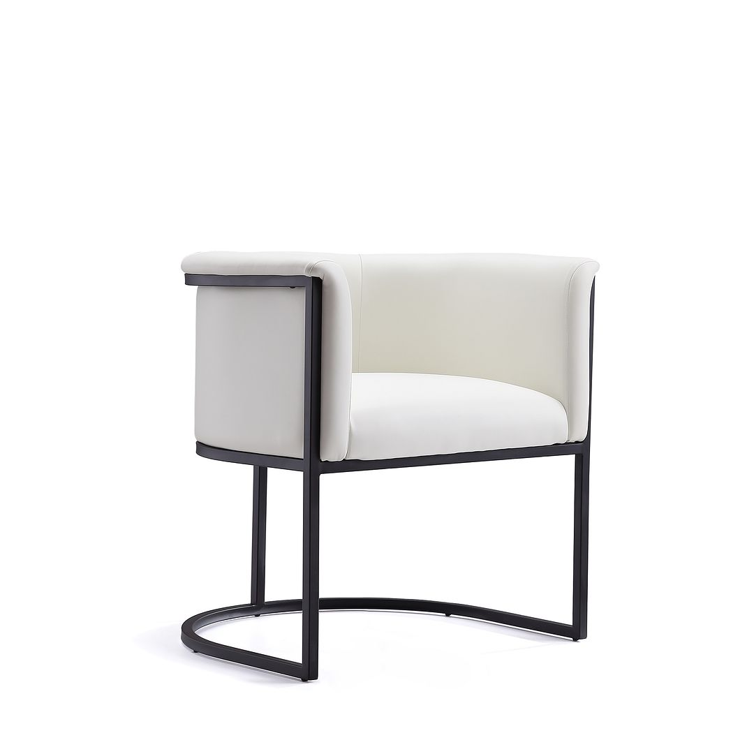 Manhattan Comfort Bali White & Black Faux Leather Dining Chair
