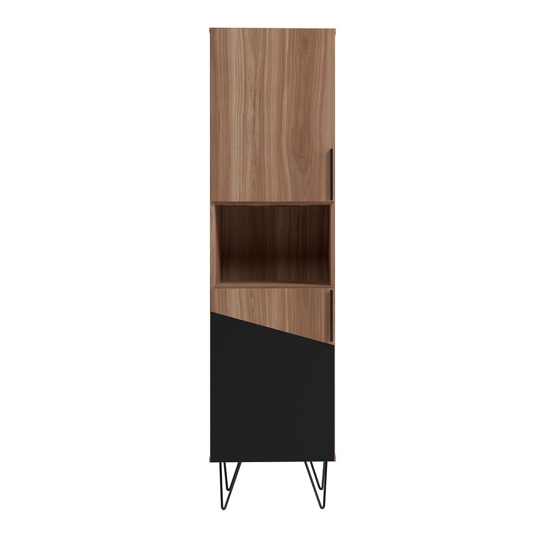 Manhattan Comfort Beekman 18" Narrow Bookcase Cabinet With 5 Shelves In Brown & Black