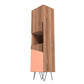 Manhattan Comfort Beekman 18" Narrow Bookcase Cabinet With 5 Shelves In Brown & Pink