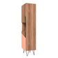 Manhattan Comfort Beekman 18" Narrow Bookcase Cabinet With 5 Shelves In Brown & Pink