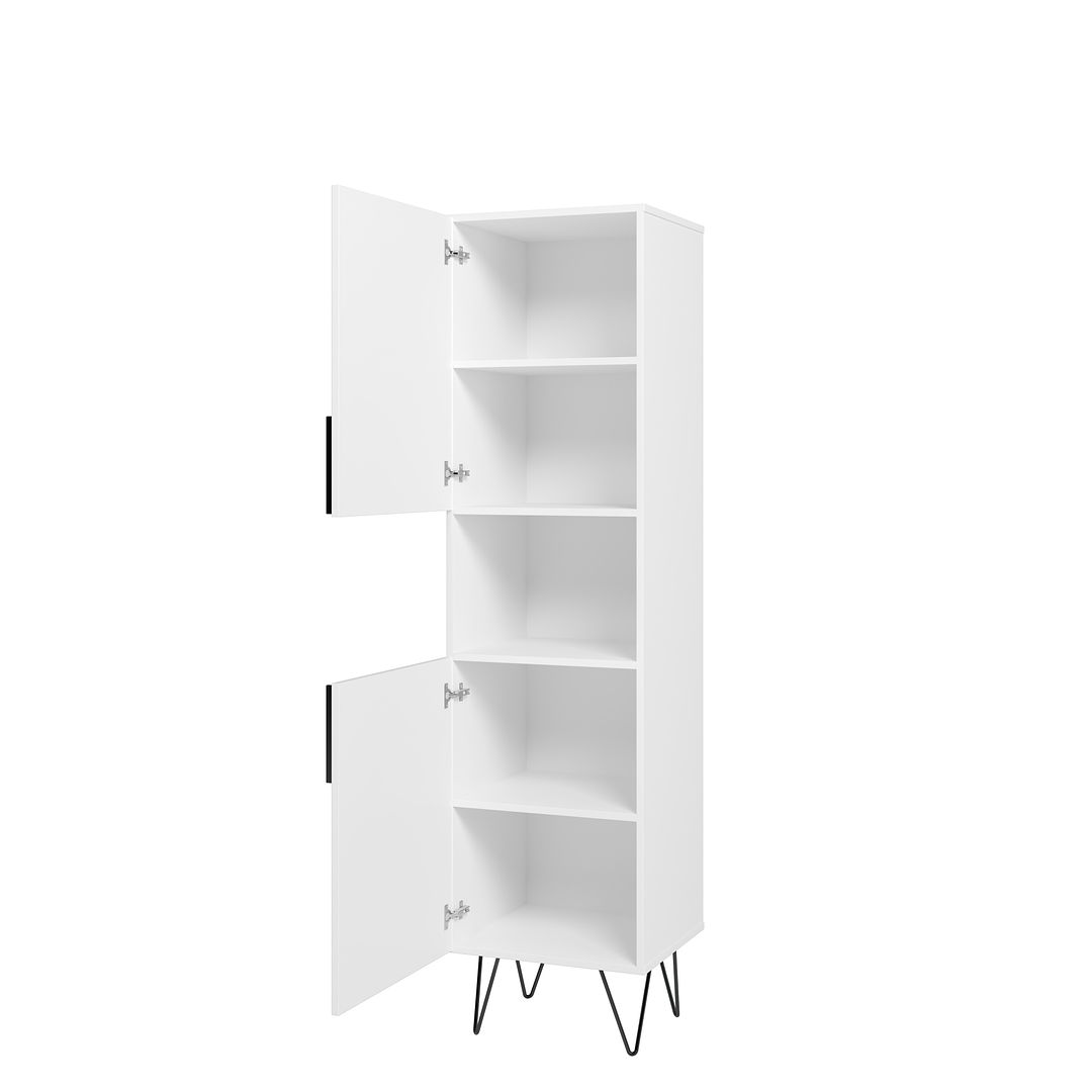 Manhattan Comfort Beekman 18" Narrow Bookcase Cabinet With 5 Shelves In White