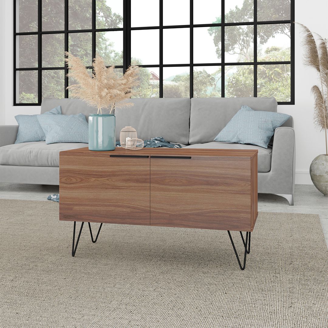 Manhattan Comfort Beekman 35" Accent Cabinet With 2 Shelves In Brown