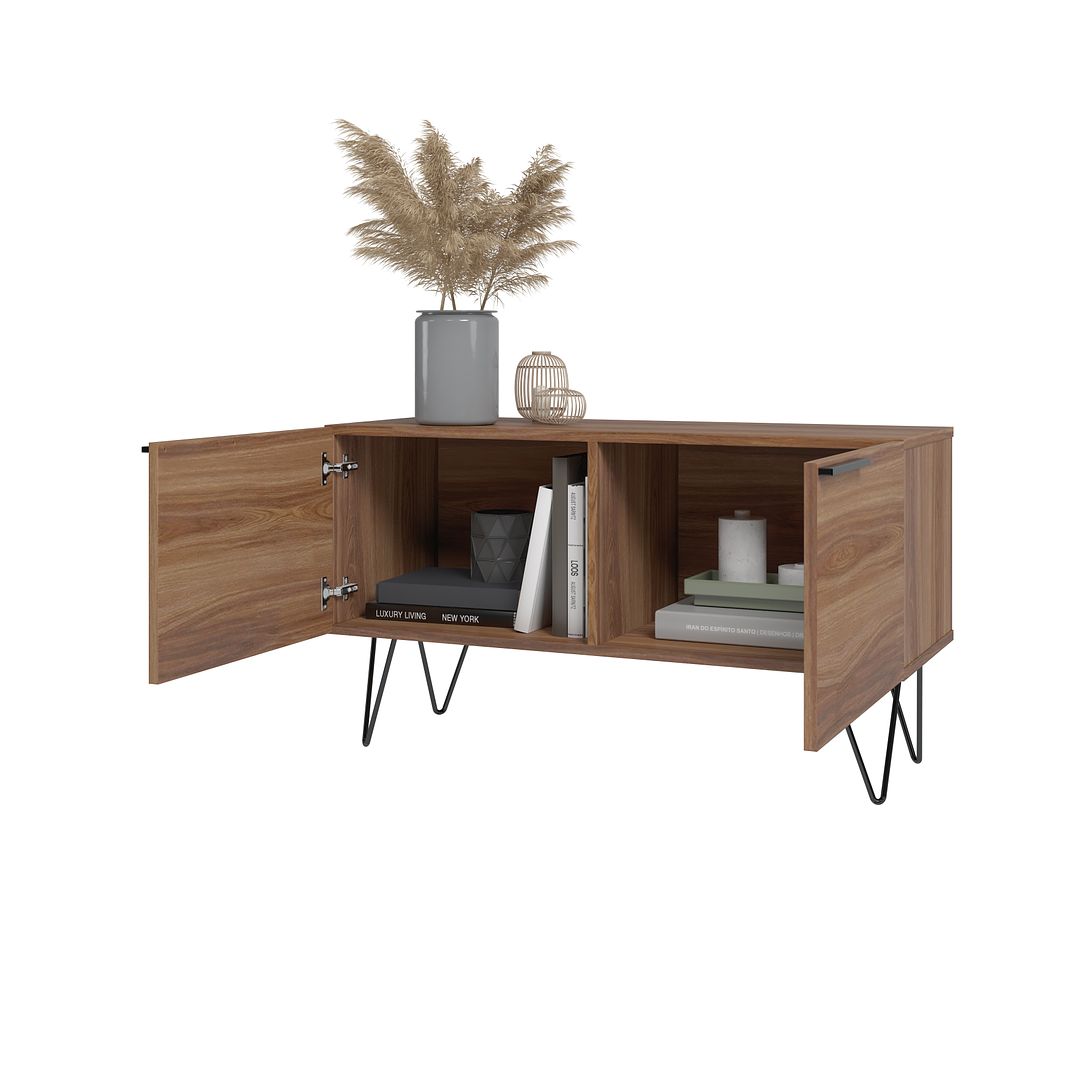 Manhattan Comfort Beekman 35" Accent Cabinet With 2 Shelves In Brown