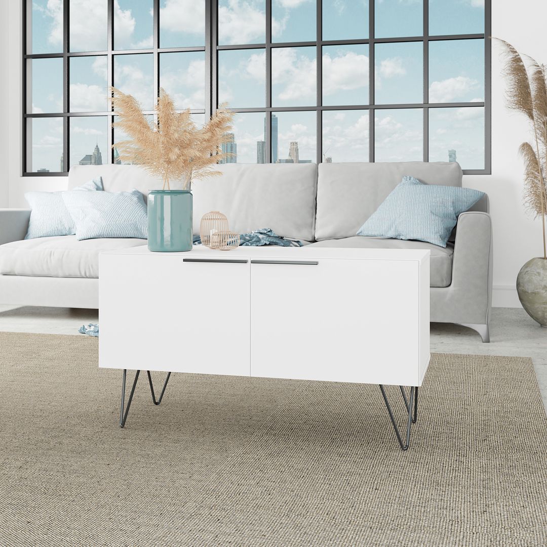 Manhattan Comfort Beekman 35" Accent Cabinet With 2 Shelves In White