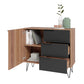 Manhattan Comfort Beekman 35" Dresser With 2 Shelves In Brown & Black