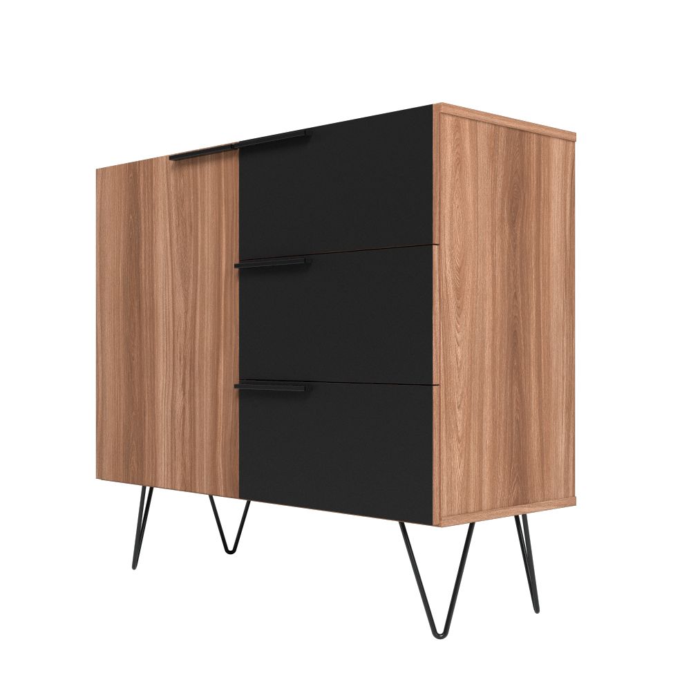 Manhattan Comfort Beekman 35" Dresser With 2 Shelves In Brown & Black