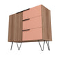 Manhattan Comfort Beekman 35" Dresser With 2 Shelves In Brown & Pink