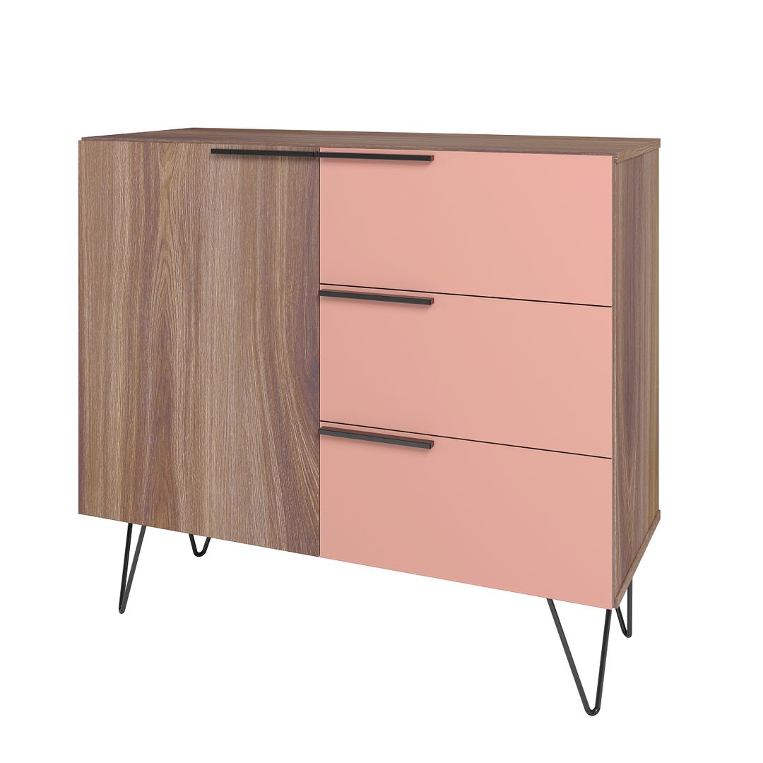 Manhattan Comfort Beekman 35" Dresser With 2 Shelves In Brown & Pink Kitchen Oasis Manhattan Comfort Beekman 35" Dresser With 2 Shelves In Brown & Pink Kitchen Oasis