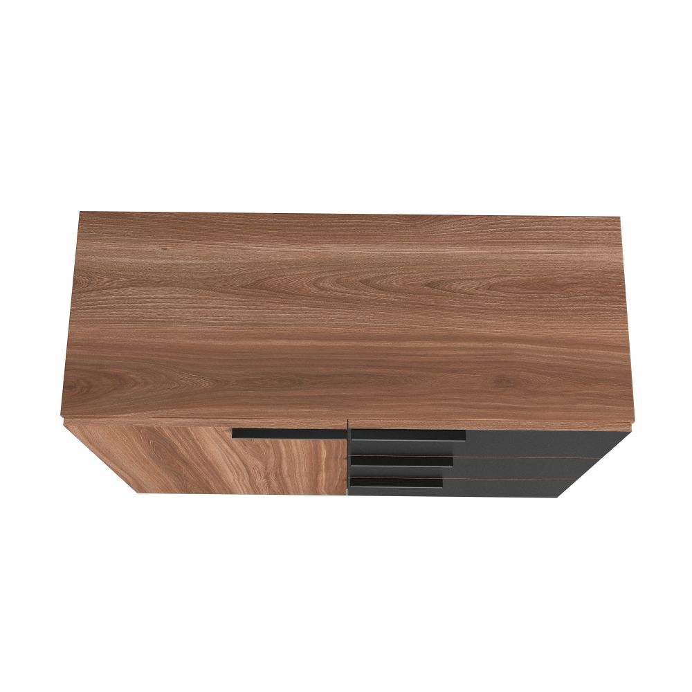 Manhattan Comfort Beekman 35" Sideboard With 2 Shelves In Brown & Black