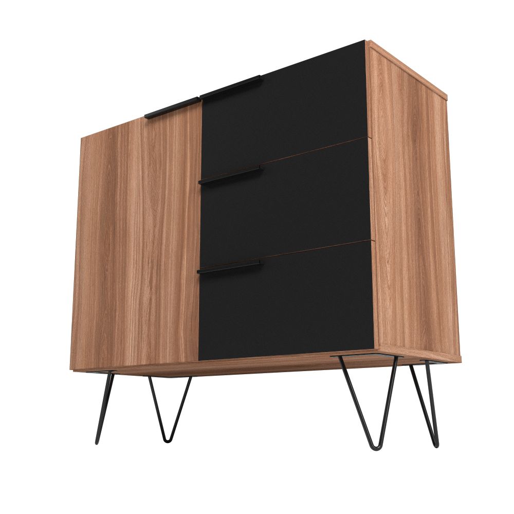 Manhattan Comfort Beekman 35" Sideboard With 2 Shelves In Brown & Black