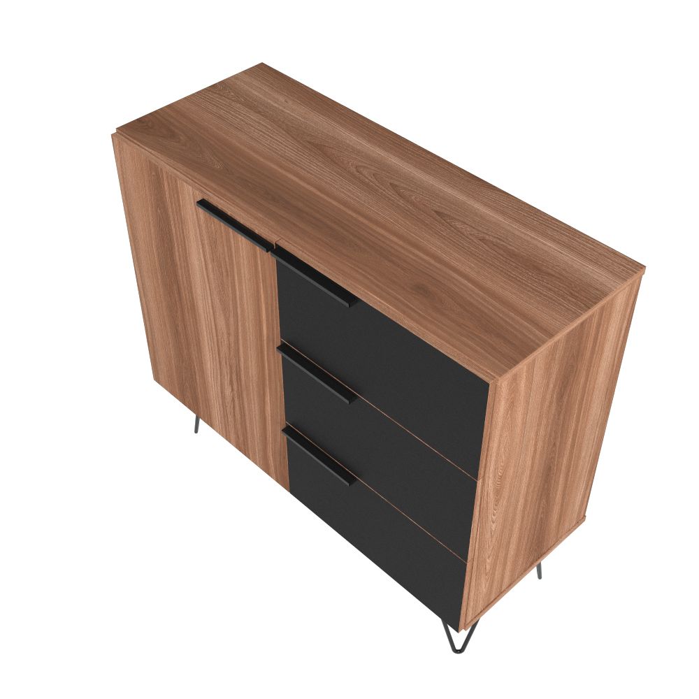 Manhattan Comfort Beekman 35" Sideboard With 2 Shelves In Brown & Black