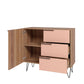 Manhattan Comfort Beekman 35" Sideboard With 2 Shelves In Brown & Pink