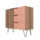 Manhattan Comfort Beekman 35" Sideboard With 2 Shelves In Brown & Pink