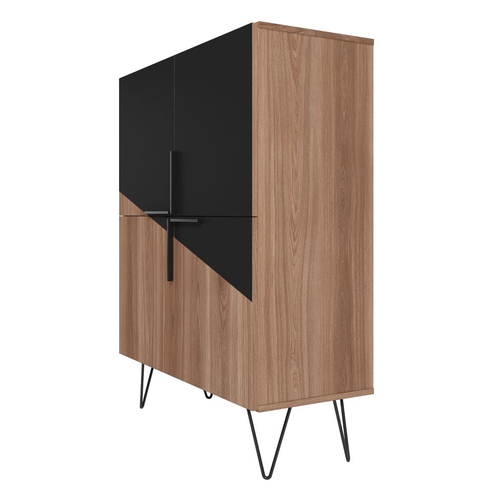Manhattan Comfort Beekman 44" Low Cabinet With 4 Shelves In Brown & Black