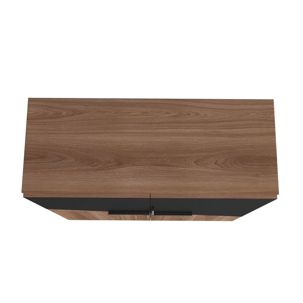 Manhattan Comfort Beekman 44" Low Cabinet With 4 Shelves In Brown & Black