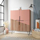 Manhattan Comfort Beekman 44" Low Cabinet With 4 Shelves In Brown & Pink