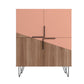 Manhattan Comfort Beekman 44" Low Cabinet With 4 Shelves In Brown & Pink