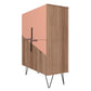 Manhattan Comfort Beekman 44" Low Cabinet With 4 Shelves In Brown & Pink