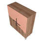 Manhattan Comfort Beekman 44" Low Cabinet With 4 Shelves In Brown & Pink