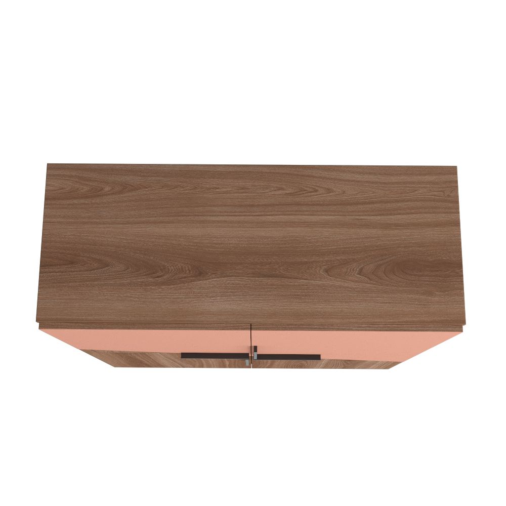 Manhattan Comfort Beekman 44" Low Cabinet With 4 Shelves In Brown & Pink