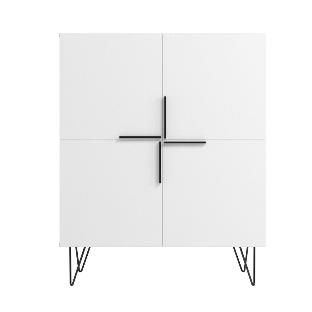 Manhattan Comfort Beekman 44" Low Cabinet With 4 Shelves In White