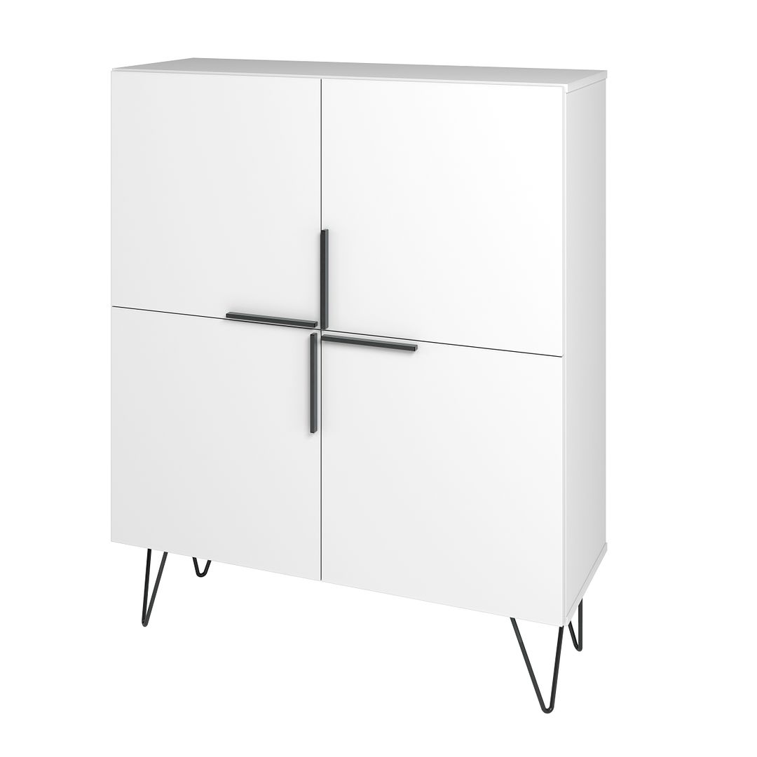 Manhattan Comfort Beekman 44" Low Cabinet With 4 Shelves In White