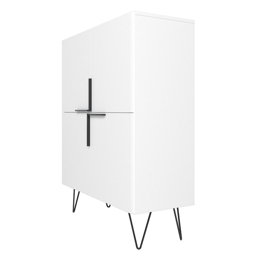 Manhattan Comfort Beekman 44" Low Cabinet With 4 Shelves In White