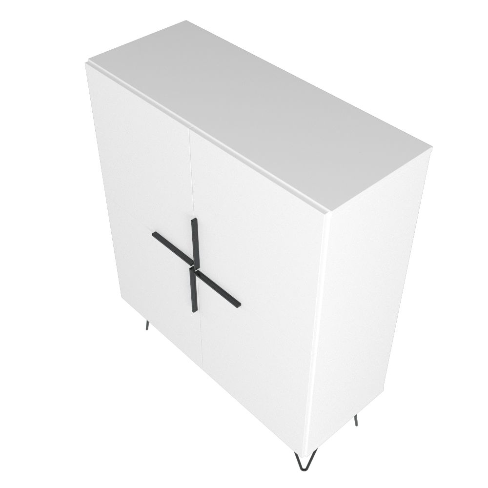 Manhattan Comfort Beekman 44" Low Cabinet With 4 Shelves In White