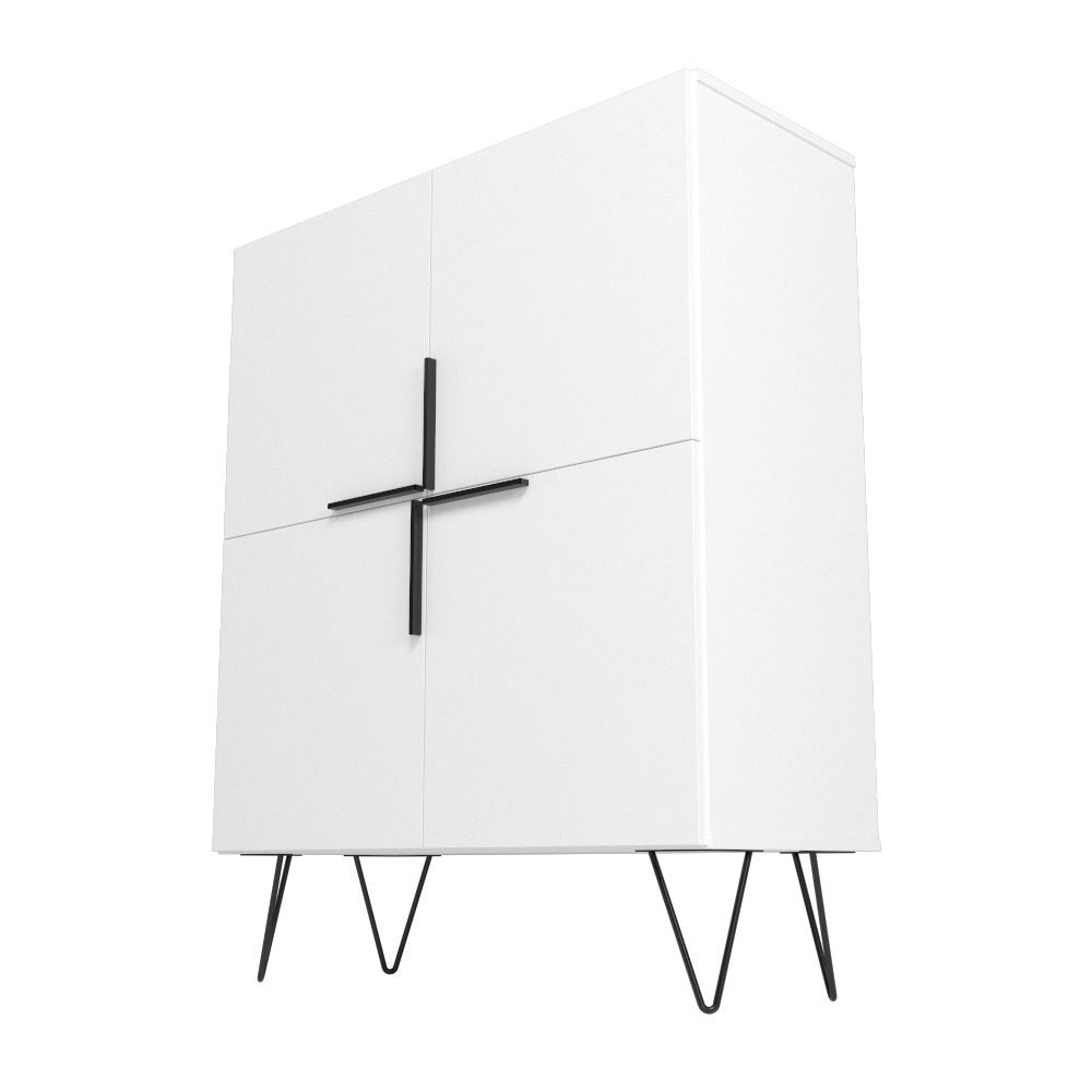 Manhattan Comfort Beekman 44" Low Cabinet With 4 Shelves In White