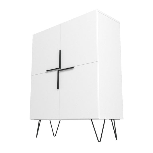 Manhattan Comfort Beekman 44" Low Cabinet With 4 Shelves In White