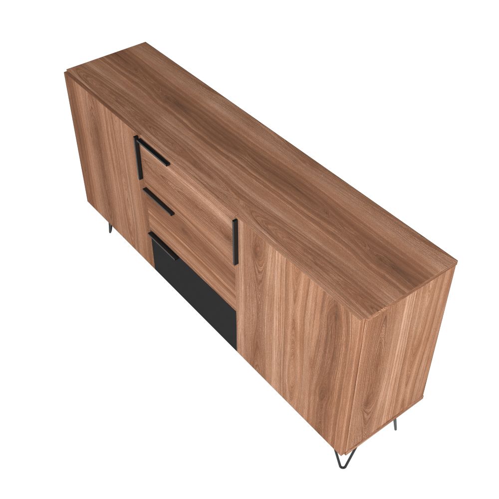 Manhattan Comfort Beekman 63" Sideboard With 4 Shelves In Brown & Black